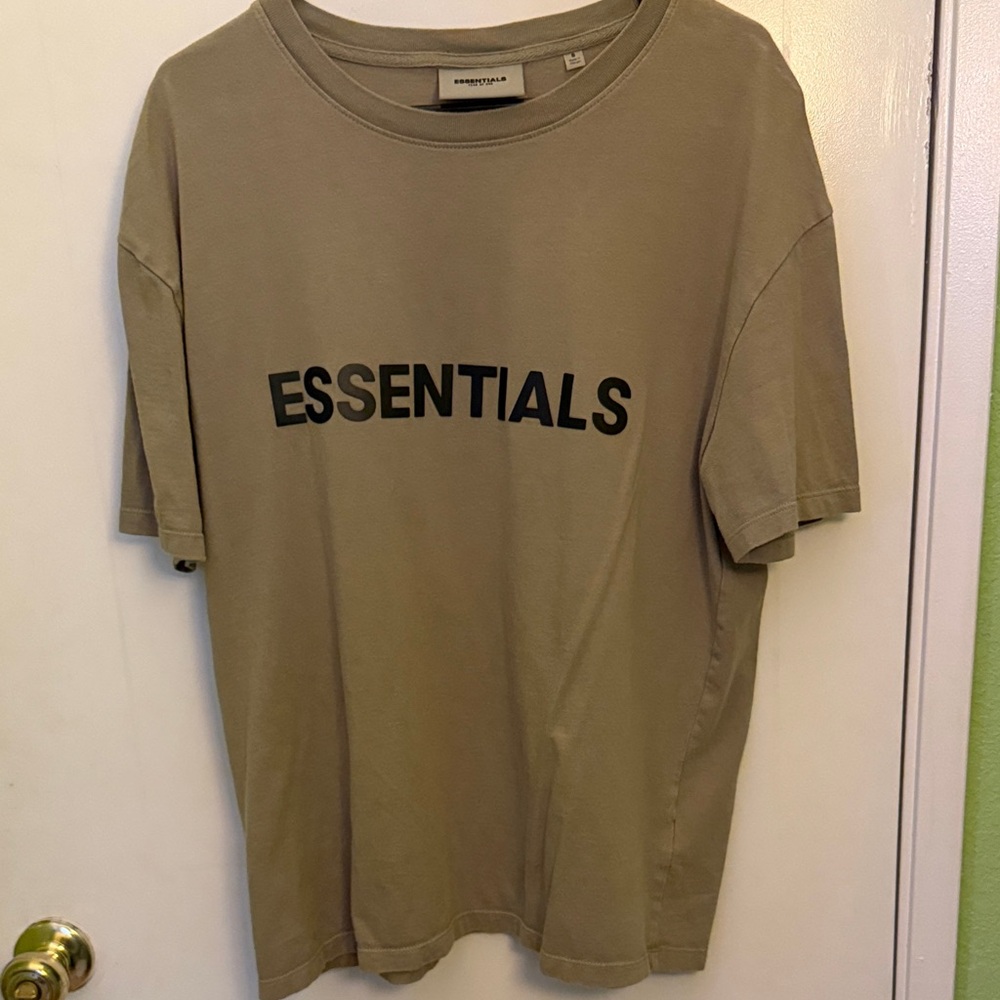Fear of God Essentials Khaki Tee with Black Print size S